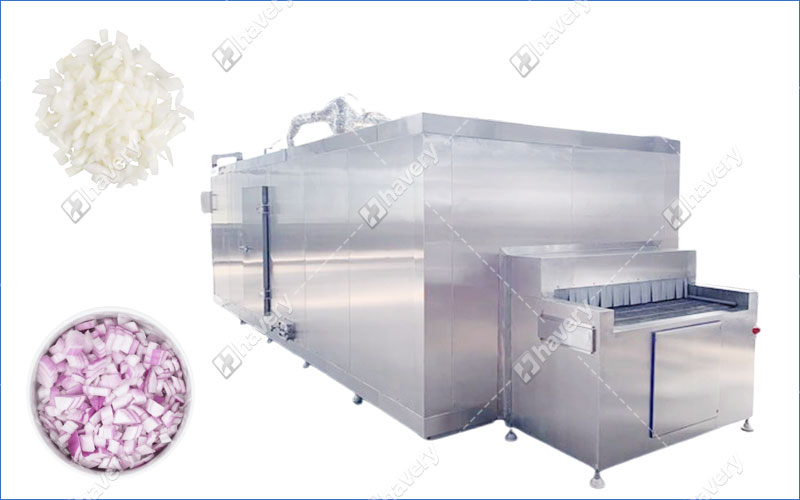 Industrial IQF Tunnel Freezer For Diced Onion Vegetable Quick Freeezing industrial iqf tunnel freezer
