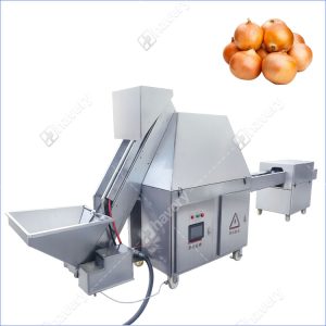 industrial onion peeling and root cutting machine for dried onion skin clean